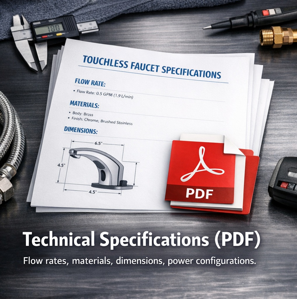 Touchless faucet technical specifications drawing